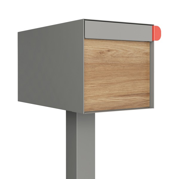 Vrijstaande brievenbus model Americano Grijs Mettallic met HPL-front