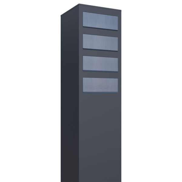 Postkastsysteem Monolith voor vier Antraciet met RVS inwerpklep