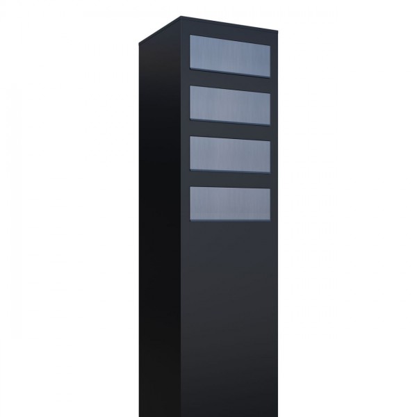 Postkastsysteem Monolith voor vier Zwart met RVS inwerpklep