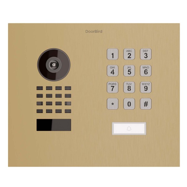 Inbouwdeurintercom Smart-IN WideScope Doorbird D1101KH mit Keypad module met Messing uitstraling