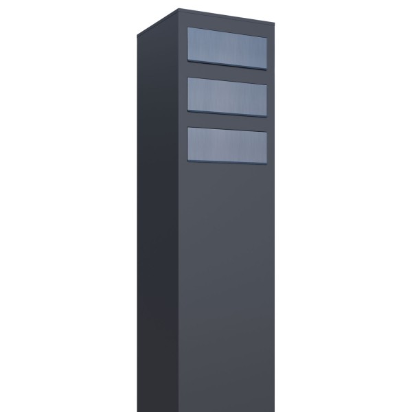 Postkastsysteem Monolith voor drie Antraciet met RVS inwerpklep
