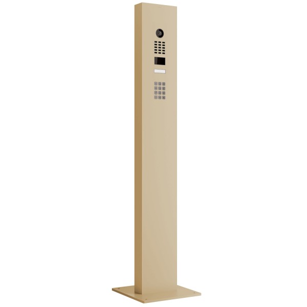 Intercomsysteem met standaard + bodemplaat met Keypad module Smart Doorbird D1101KV in beige