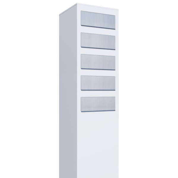 Postkastsysteem Monolith voor vijf Wit met RVS inwerpklep