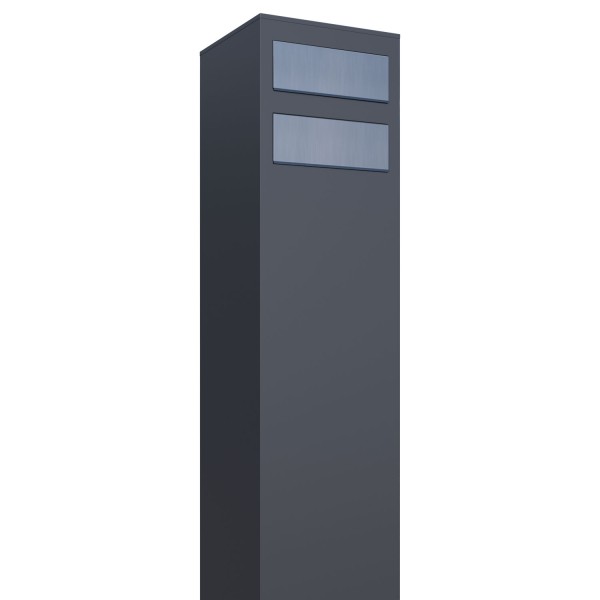 Postkastsysteem Monolith voor twee Antraciet met RVS inwerpklep
