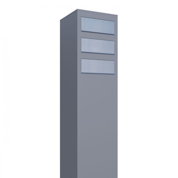 Postkastsysteem Monolith voor drie Grijs Mettallic met RVS inwerpklep