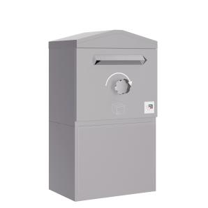 Vrijstaande pakketbrievenbus München met zadeldak in maat L | Verwijdering vanaf de achterkant